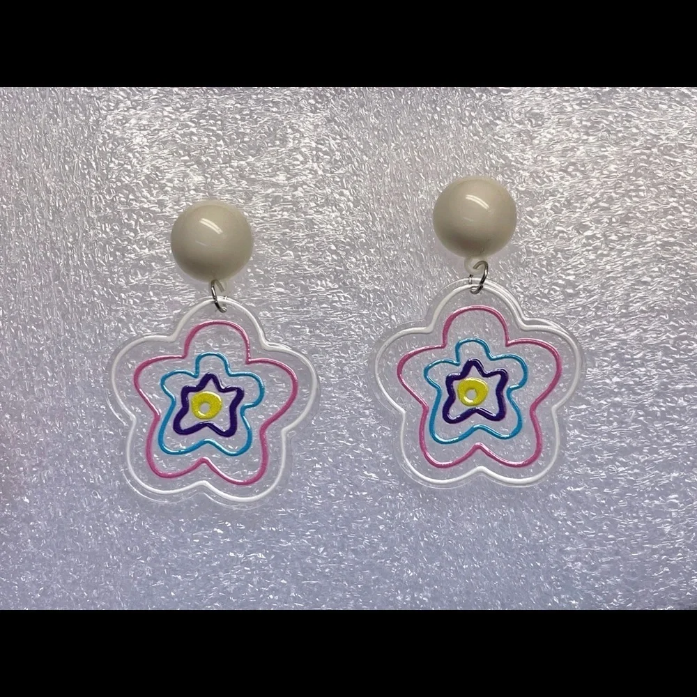 Clear acrylic flower earrings